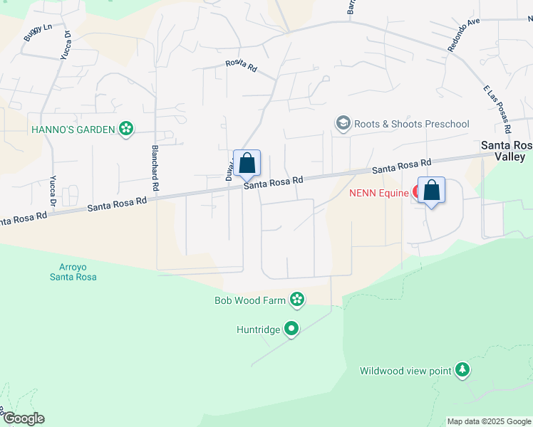 map of restaurants, bars, coffee shops, grocery stores, and more near 11016 Red Barn Road in Santa Rosa Valley
