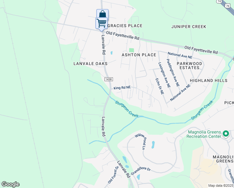 map of restaurants, bars, coffee shops, grocery stores, and more near 8833 King Road Northeast in Leland