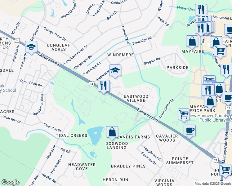 map of restaurants, bars, coffee shops, grocery stores, and more near 1106 2 Mile Circle West in Wilmington