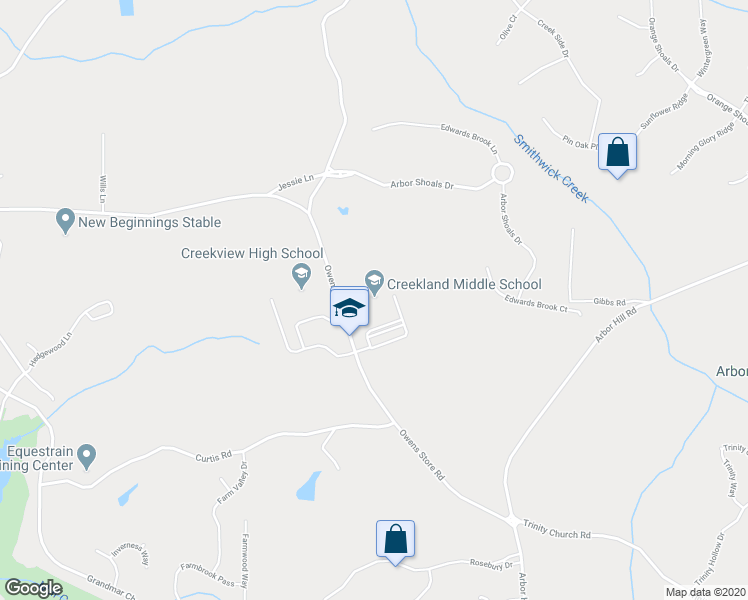 map of restaurants, bars, coffee shops, grocery stores, and more near 1555 Owens Store Road in Canton