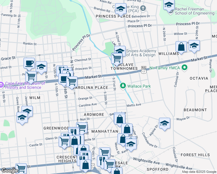 map of restaurants, bars, coffee shops, grocery stores, and more near 2009 Wolcott Avenue in Wilmington