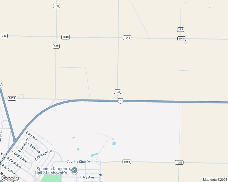 map of restaurants, bars, coffee shops, grocery stores, and more near 510 County Road 193 in Muleshoe