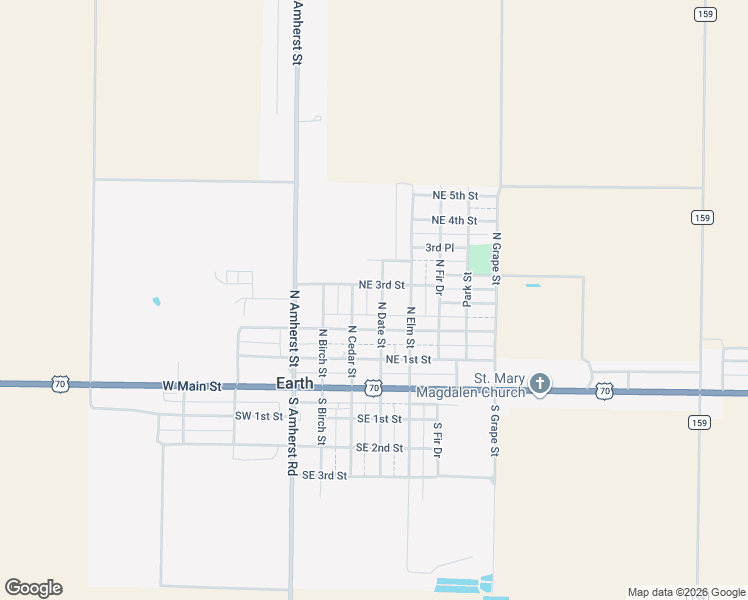 map of restaurants, bars, coffee shops, grocery stores, and more near 300-312 North Cedar Street in Earth