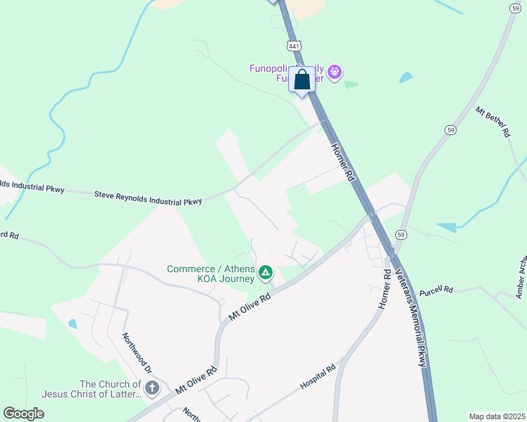 map of restaurants, bars, coffee shops, grocery stores, and more near 100 Crossing Place in Commerce