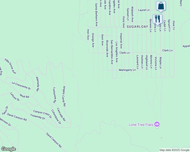 map of restaurants, bars, coffee shops, grocery stores, and more near 879 Orange Avenue in Big Bear