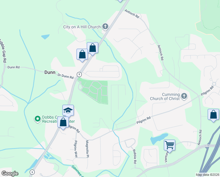 map of restaurants, bars, coffee shops, grocery stores, and more near 1670 Piedmont Lane in Cumming