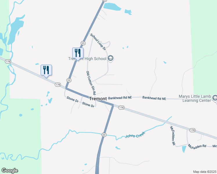 map of restaurants, bars, coffee shops, grocery stores, and more near 134 Spearman Drive in Tremont