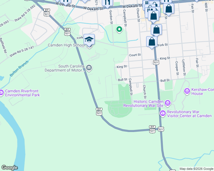 map of restaurants, bars, coffee shops, grocery stores, and more near 21 Ridge Circle Drive in Camden