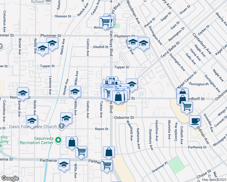 map of restaurants, bars, coffee shops, grocery stores, and more near in Los Angeles