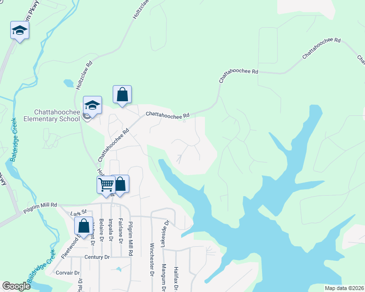 map of restaurants, bars, coffee shops, grocery stores, and more near 3650 Southlake Circle in Cumming