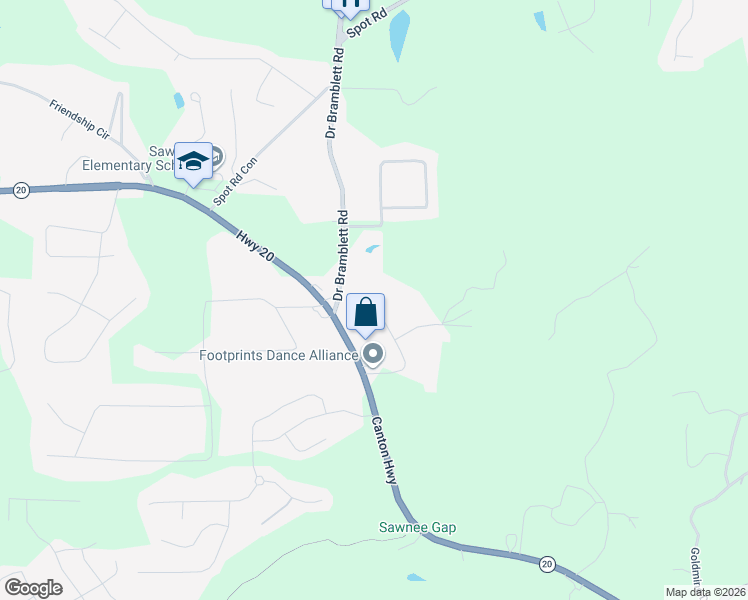 map of restaurants, bars, coffee shops, grocery stores, and more near 1295 Smithdale Road in Cumming