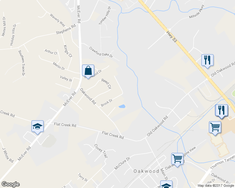map of restaurants, bars, coffee shops, grocery stores, and more near 4047 Brock Drive in Oakwood