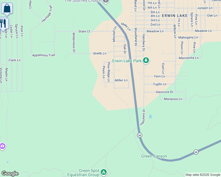 map of restaurants, bars, coffee shops, grocery stores, and more near 2000 Wildhorse Lane in Big Bear