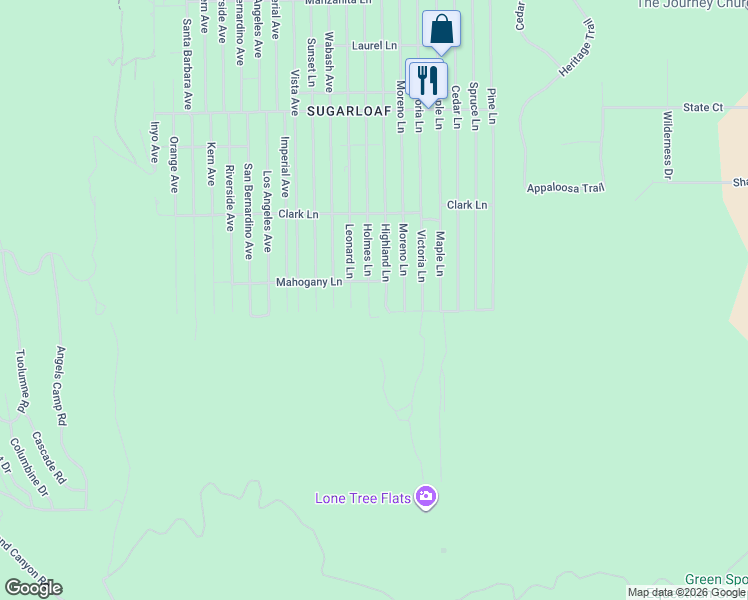map of restaurants, bars, coffee shops, grocery stores, and more near 873 Holmes Lane in Big Bear