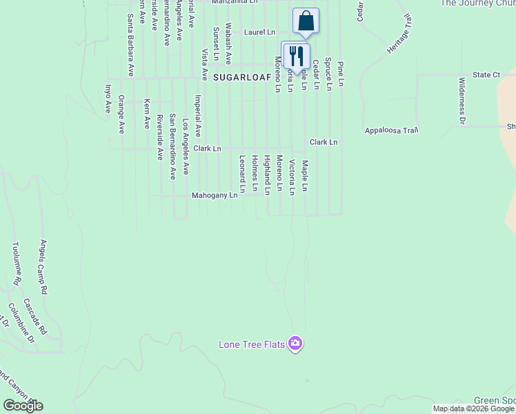 map of restaurants, bars, coffee shops, grocery stores, and more near 873 Holmes Lane in Big Bear