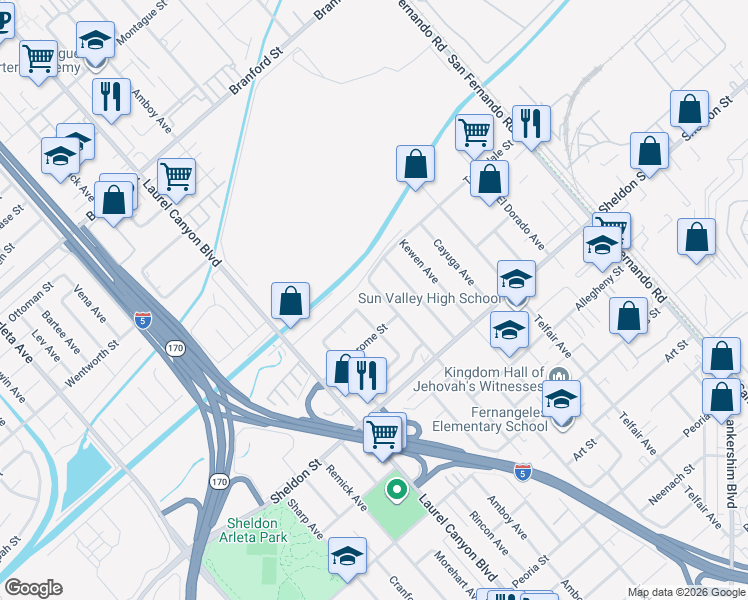 map of restaurants, bars, coffee shops, grocery stores, and more near 9205 Haddon Avenue in Los Angeles