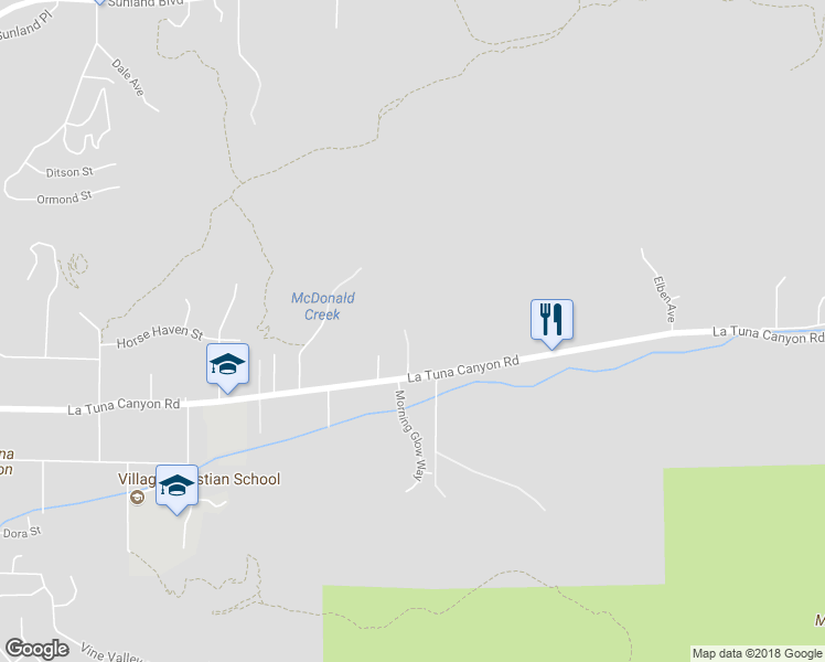 map of restaurants, bars, coffee shops, grocery stores, and more near 9841 La Tuna Canyon Road in Los Angeles