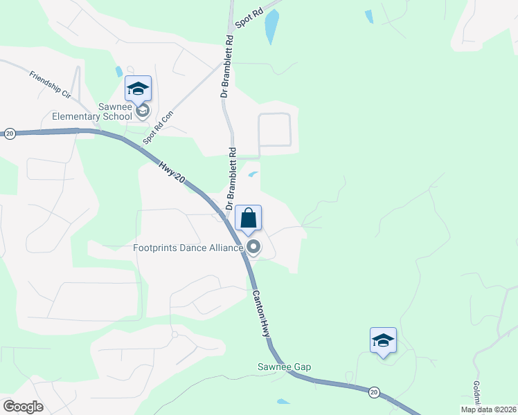 map of restaurants, bars, coffee shops, grocery stores, and more near 1290 Smithdale Road in Cumming