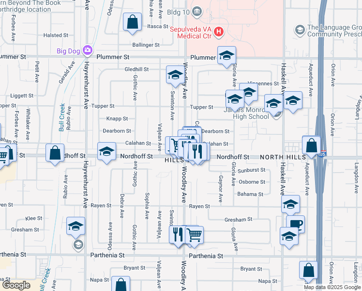 map of restaurants, bars, coffee shops, grocery stores, and more near in Los Angeles