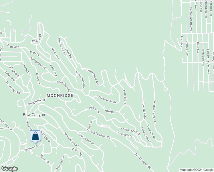 map of restaurants, bars, coffee shops, grocery stores, and more near 453 Sun Crest Court in Big Bear Lake