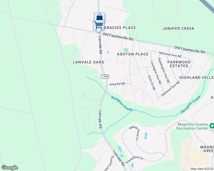 map of restaurants, bars, coffee shops, grocery stores, and more near 1198 Lanvale Road Northeast in Leland