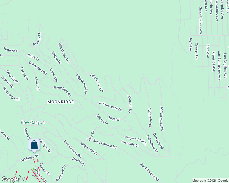 map of restaurants, bars, coffee shops, grocery stores, and more near 455 Sun Crest Court in Big Bear