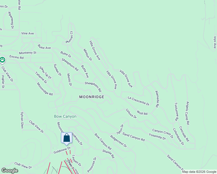 map of restaurants, bars, coffee shops, grocery stores, and more near 1351 Silverado Road in Big Bear