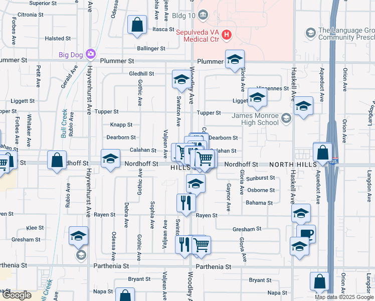 map of restaurants, bars, coffee shops, grocery stores, and more near in Los Angeles