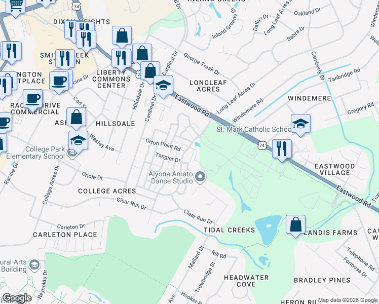 map of restaurants, bars, coffee shops, grocery stores, and more near 413 Dungannon in Wilmington