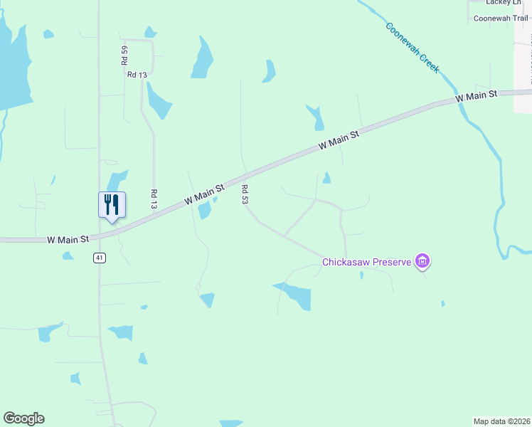 map of restaurants, bars, coffee shops, grocery stores, and more near 288-320 Road 53 in Tupelo