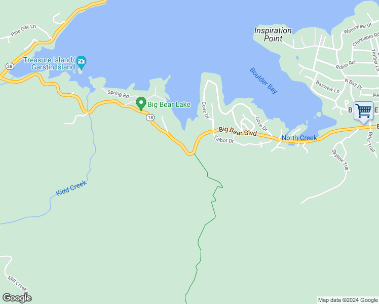 map of restaurants, bars, coffee shops, grocery stores, and more near 421711/2 Big Bear Boulevard in Big Bear Lake