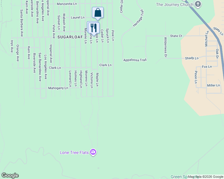 map of restaurants, bars, coffee shops, grocery stores, and more near 818 Pine Lane in Big Bear