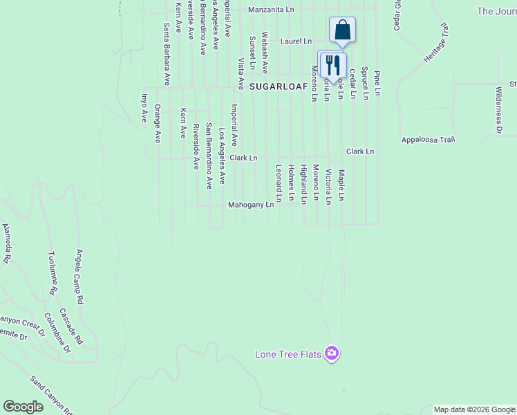 map of restaurants, bars, coffee shops, grocery stores, and more near 845 Sunset Lane in Big Bear
