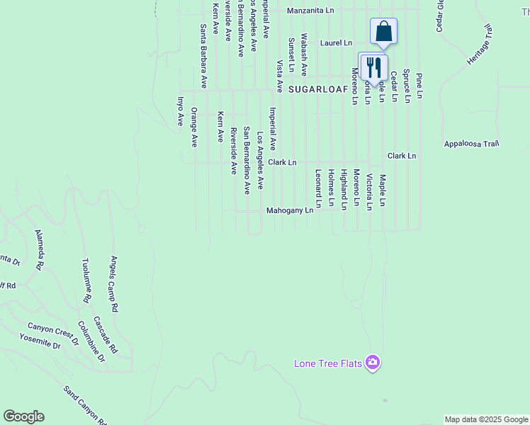 map of restaurants, bars, coffee shops, grocery stores, and more near 820 Imperial Avenue in Big Bear