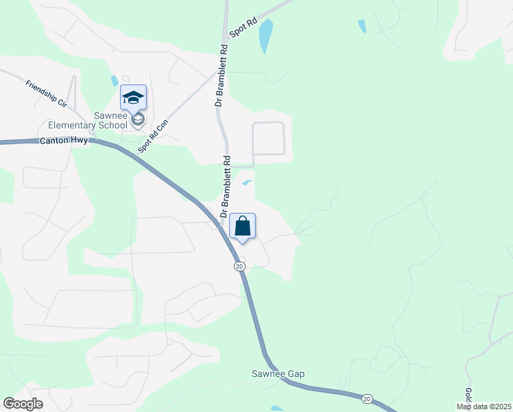 map of restaurants, bars, coffee shops, grocery stores, and more near 1340 Doctor Bramblett Road in Cumming