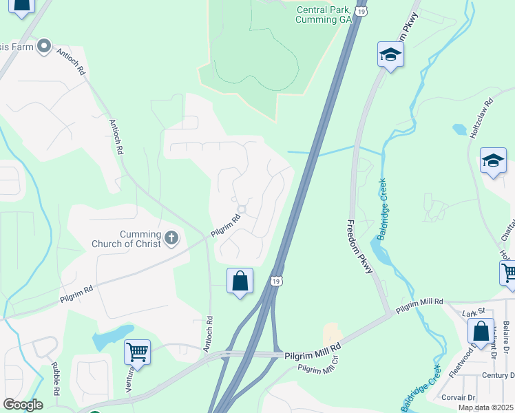 map of restaurants, bars, coffee shops, grocery stores, and more near 2650 Centerwood Lane in Cumming