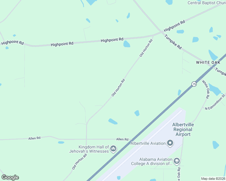 map of restaurants, bars, coffee shops, grocery stores, and more near 1179 Old Horton Road in Albertville