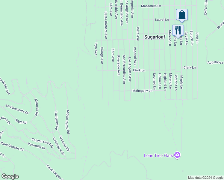 map of restaurants, bars, coffee shops, grocery stores, and more near 828 Kern Avenue in Big Bear