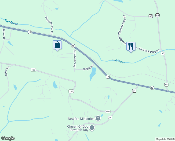 map of restaurants, bars, coffee shops, grocery stores, and more near 191-299 Knight Rd in Haleyville