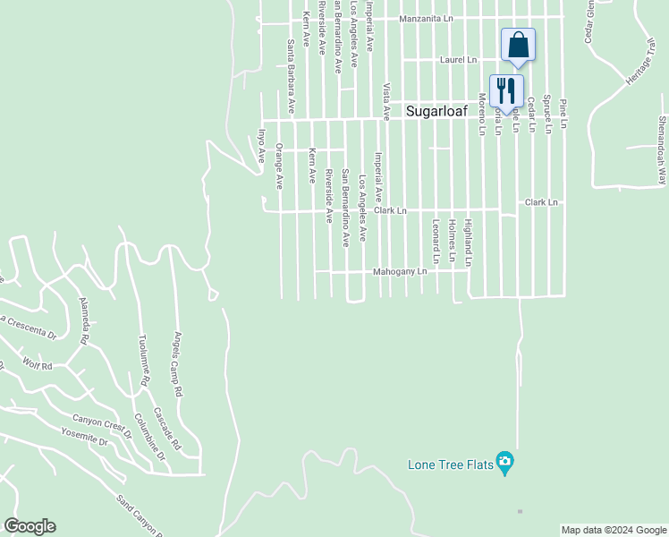 map of restaurants, bars, coffee shops, grocery stores, and more near 827 Riverside Avenue in Big Bear