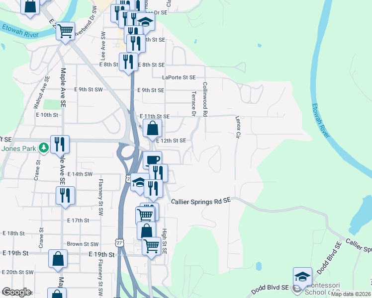 map of restaurants, bars, coffee shops, grocery stores, and more near in Rome