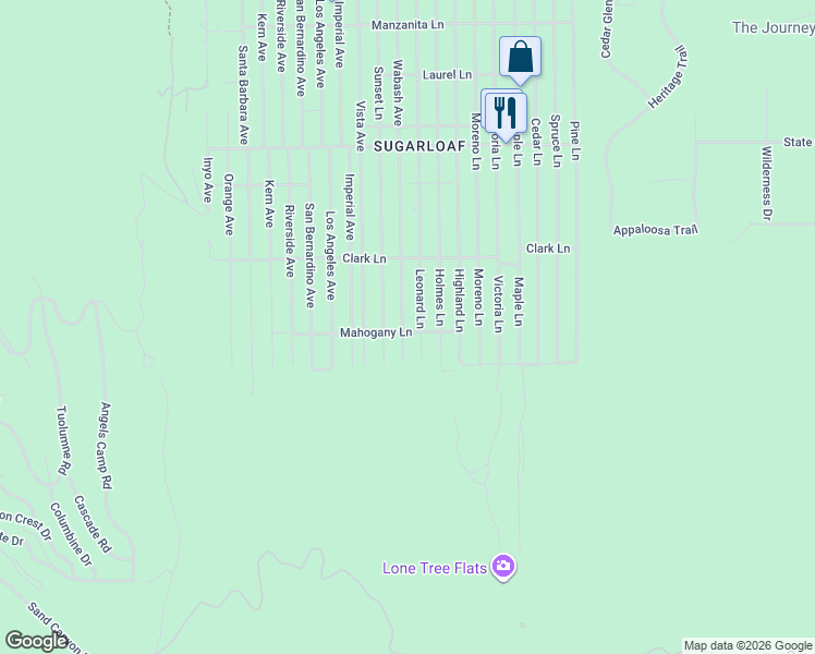 map of restaurants, bars, coffee shops, grocery stores, and more near 827 Wabash Avenue in Sugarloaf