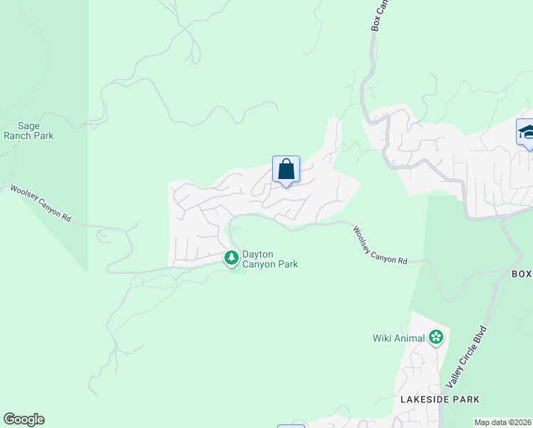 map of restaurants, bars, coffee shops, grocery stores, and more near 24303 Woolsey Canyon Road in Los Angeles County