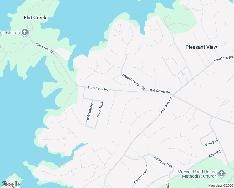 map of restaurants, bars, coffee shops, grocery stores, and more near 5205 Flat Creek Road in Gainesville