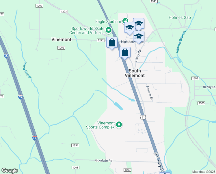 map of restaurants, bars, coffee shops, grocery stores, and more near 190 Oakley Drive in Cullman