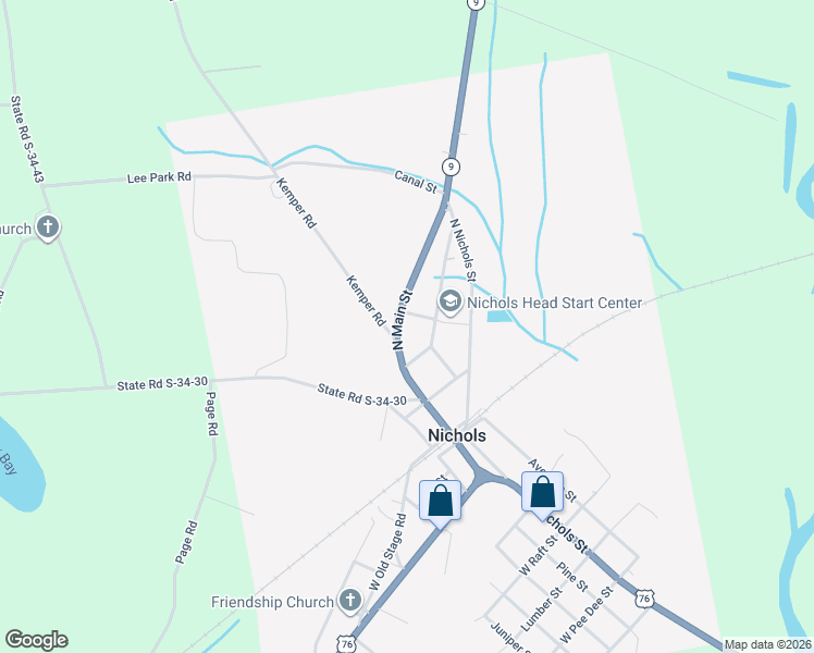 map of restaurants, bars, coffee shops, grocery stores, and more near Cribb in Nichols