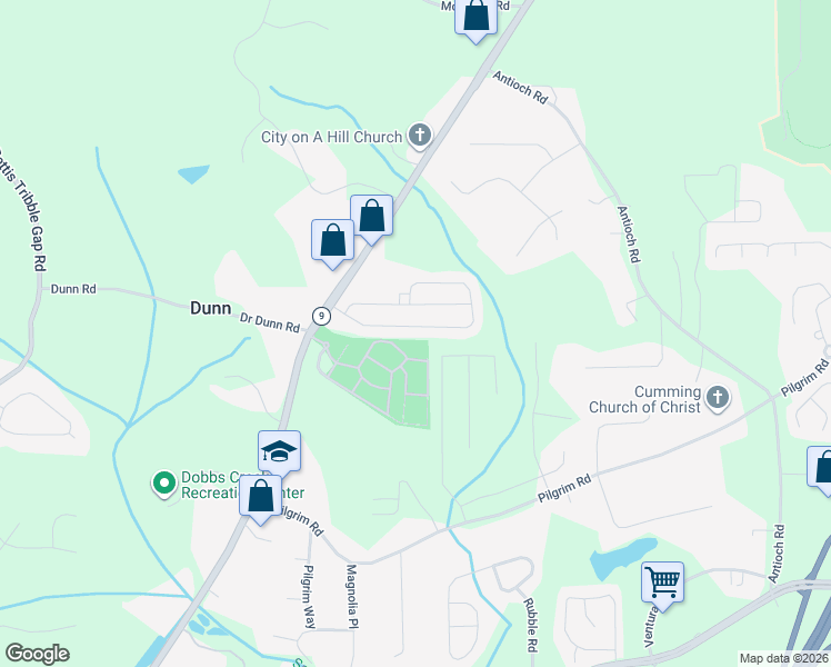 map of restaurants, bars, coffee shops, grocery stores, and more near 1670 Piedmont Lane in Cumming
