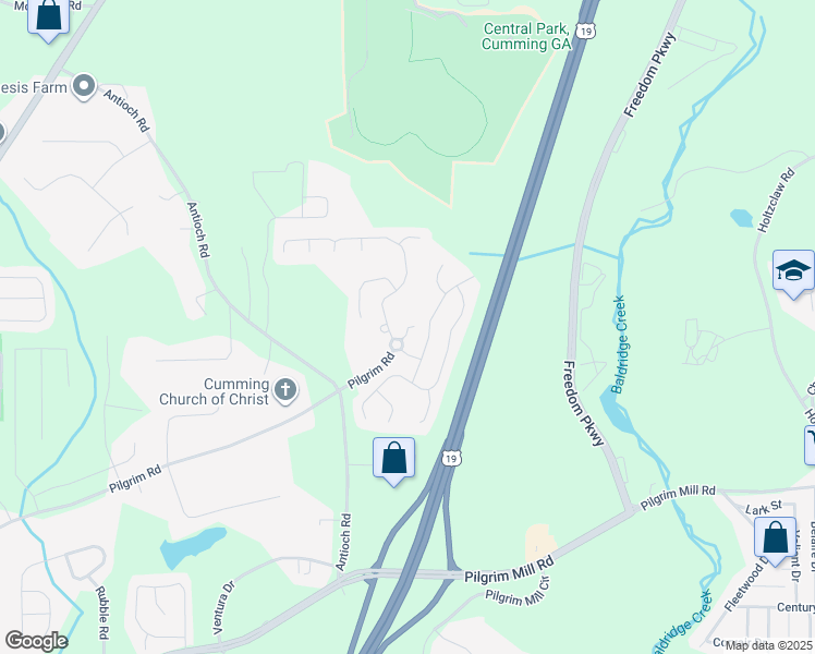 map of restaurants, bars, coffee shops, grocery stores, and more near 2650 Centerwood Lane in Cumming