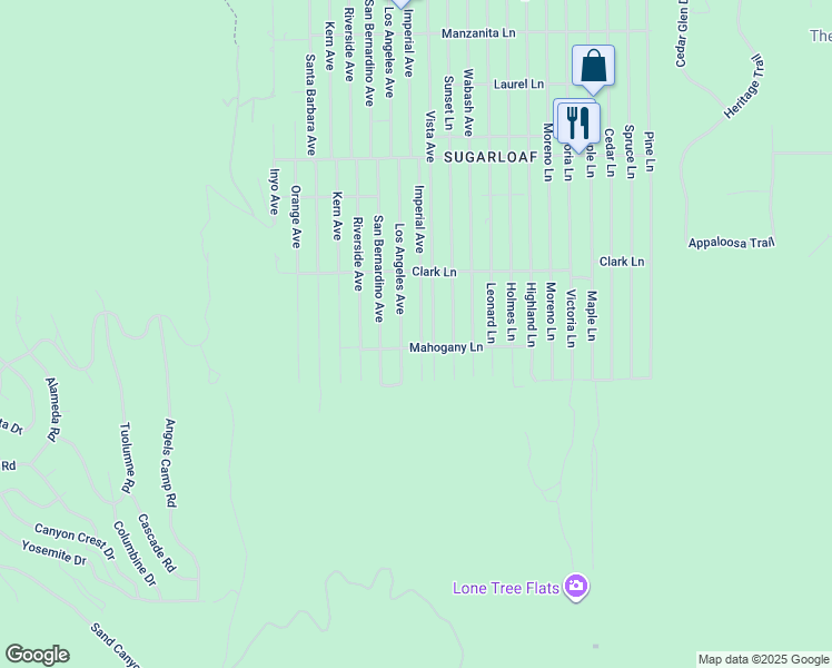 map of restaurants, bars, coffee shops, grocery stores, and more near 820 Imperial Avenue in Big Bear