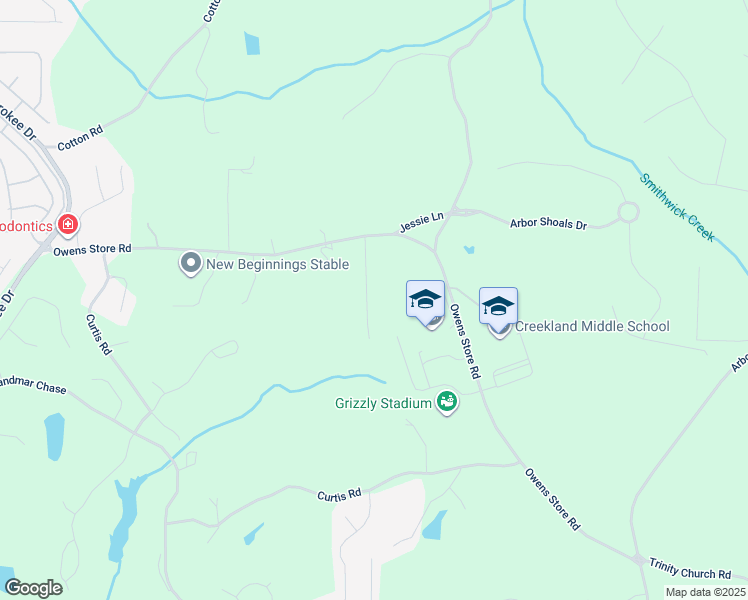 map of restaurants, bars, coffee shops, grocery stores, and more near 117 Owens Mill Place in Canton